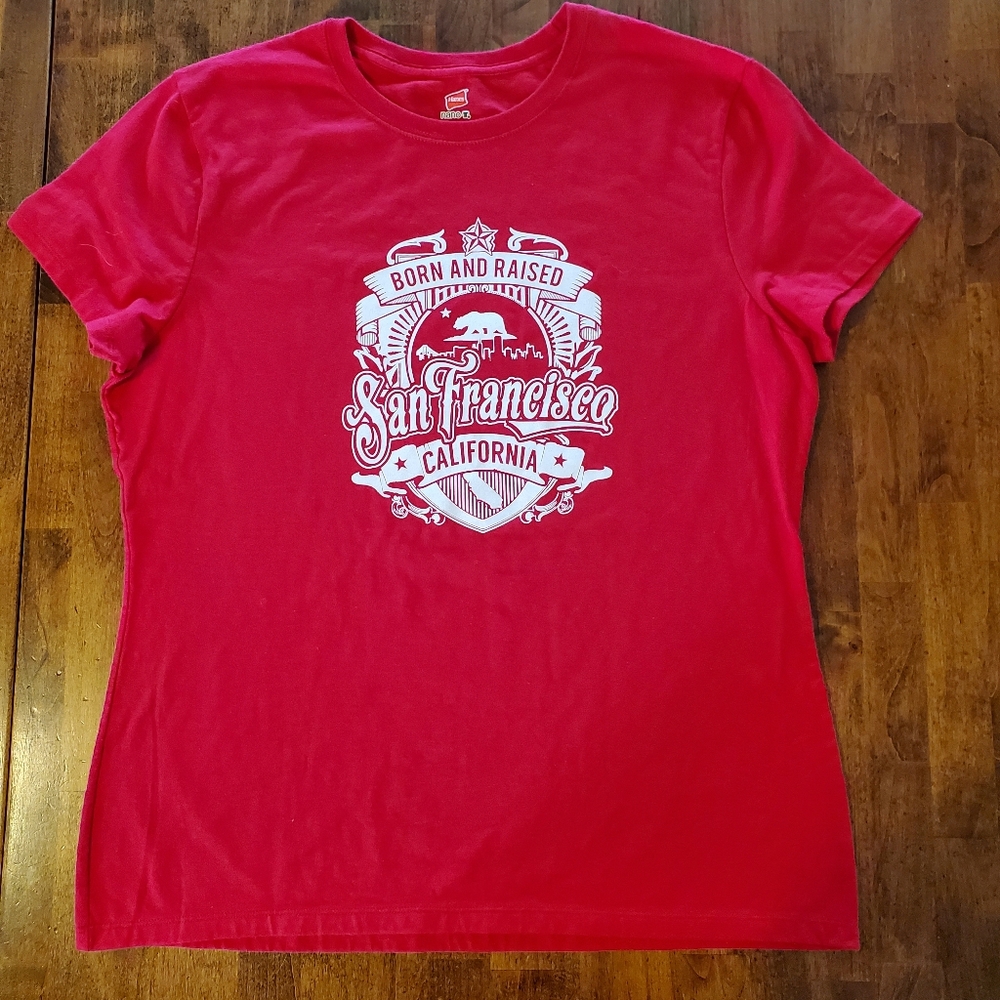 Red San Francisco Born and Raised Graphic T-Shirt Size Large L